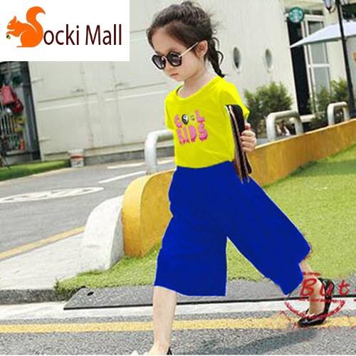 Bộ quần áo lửng bé gái, kiểu quần ống rộng thời trang .