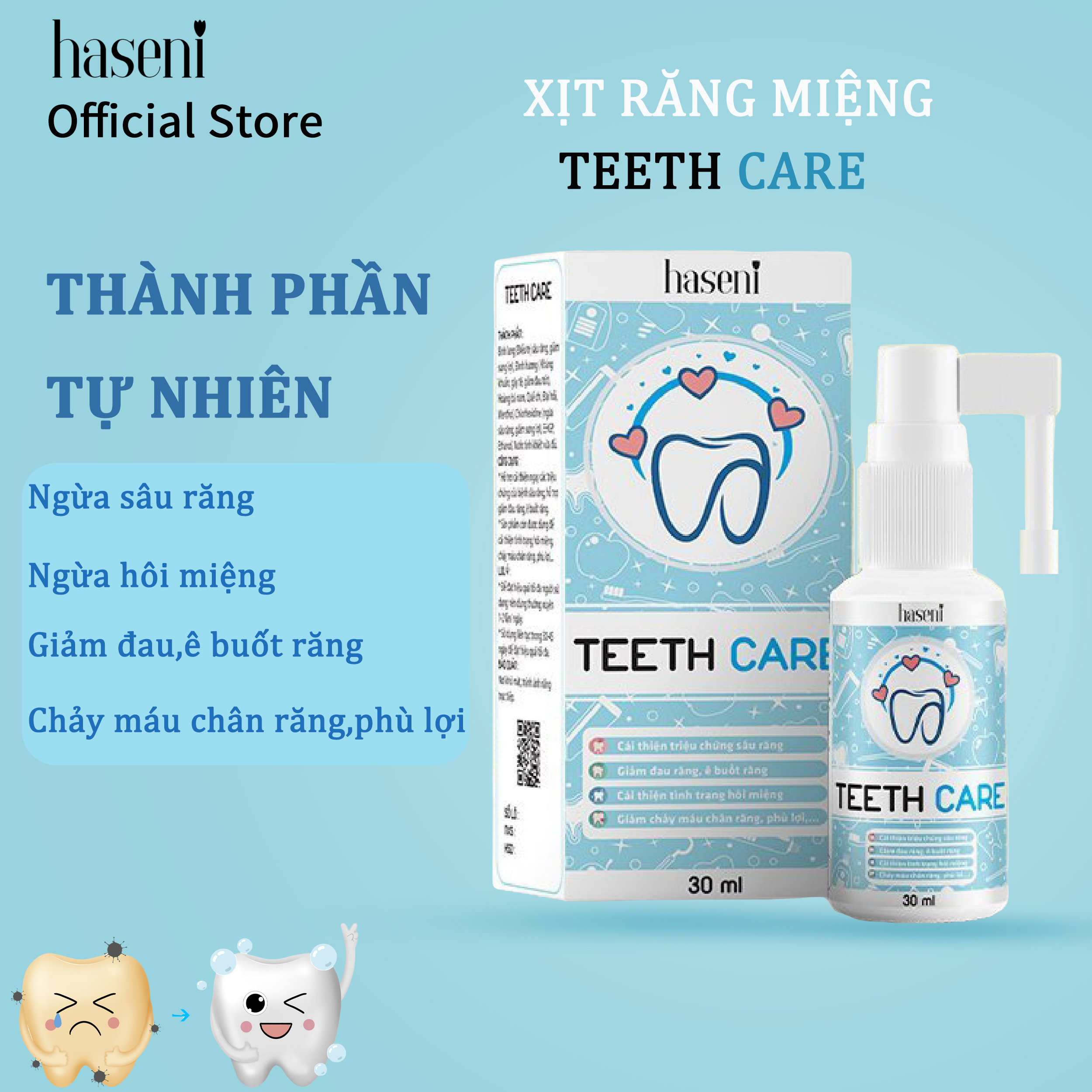 Xịt răng miệng Teeth Care haseni 30ml
