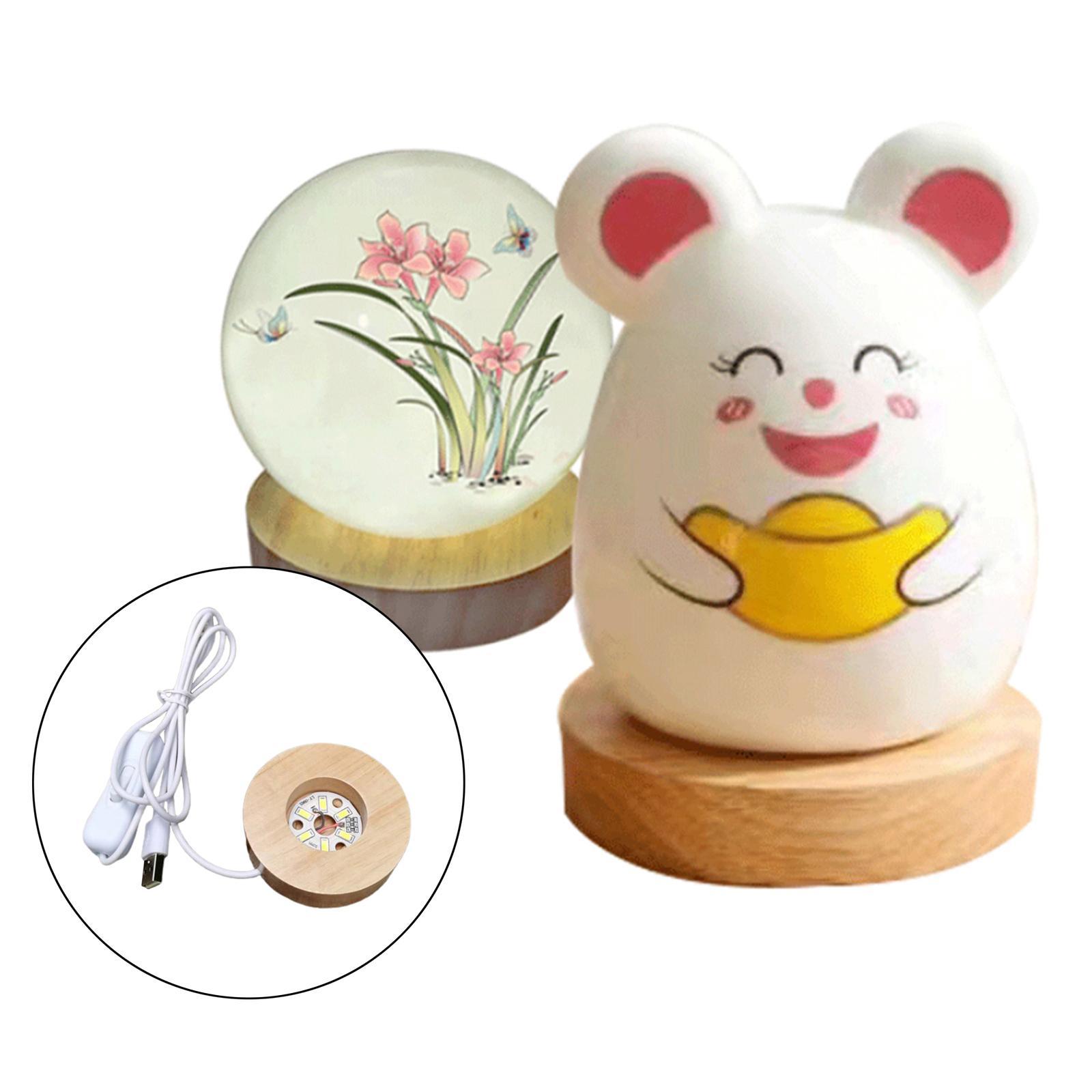 Set of 2 LED Night Light Base Acrylic Display Holder Lamp for Crystals Light
