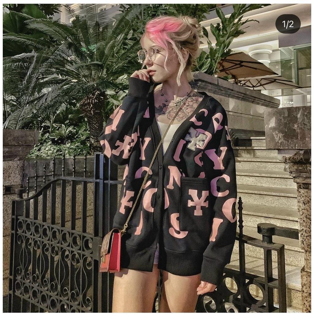 ÁO KHOÁC CARDIGAN NAM FORM RỘNG NỈ NGOẠI PHỐI CHỮ KIỂU DÁNG CÁ TÍNH CỦA ĐAM MÊ