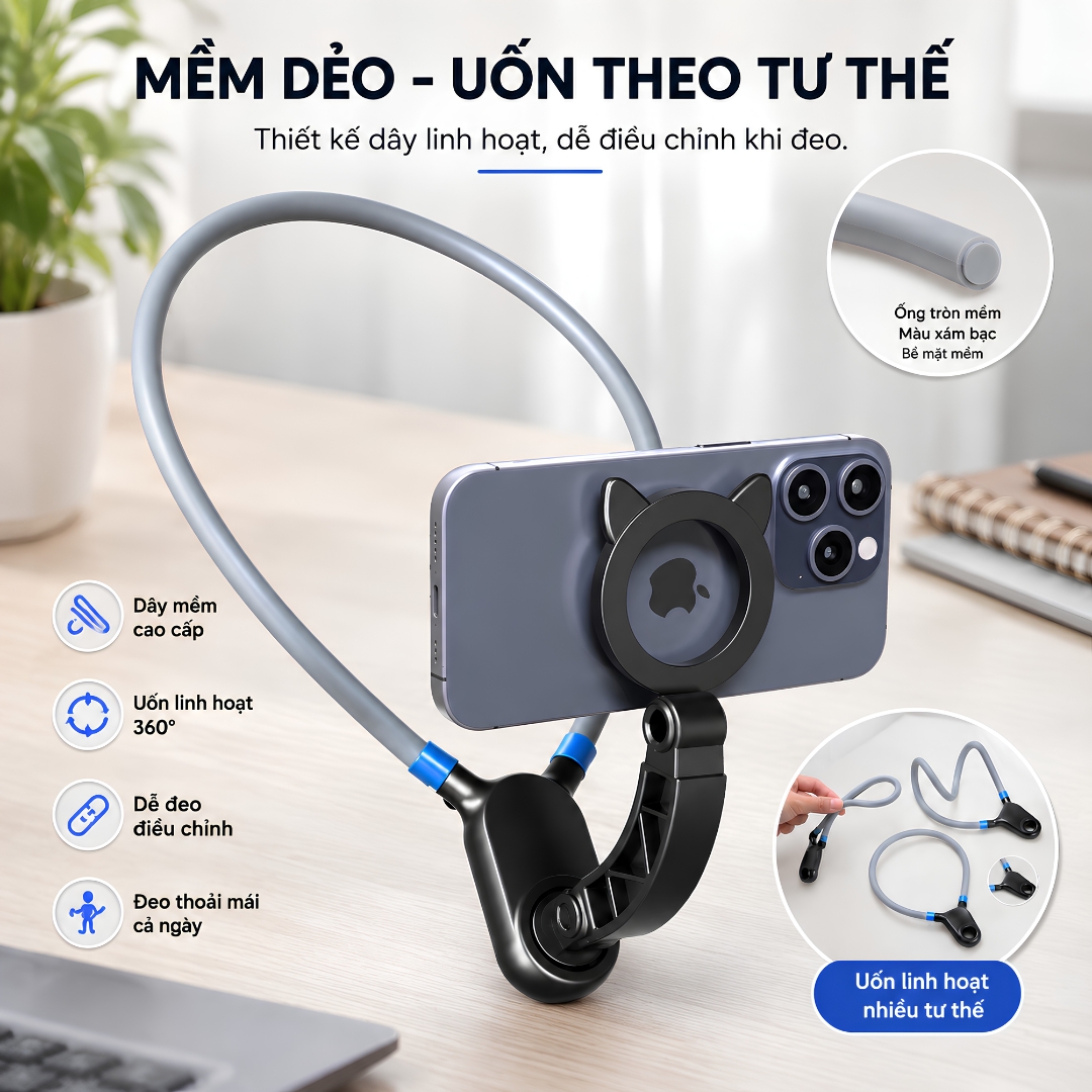 Giá đỡ đeo cô từ tính magnetic hỗ trợ quay phim HOTCASE Neck Holder cho điện thoại iPhone / Samsung hỗ trợ quay vlog, POV góc nhìn thứ 1 - Hàng nhập khẩu
