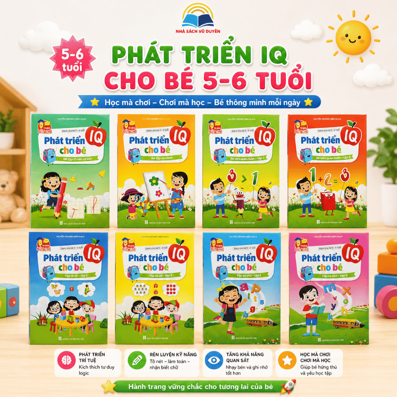 Sách - Bộ phát triển IQ cho bé 5 đến 6 tuổi (Combo 8 quyển)