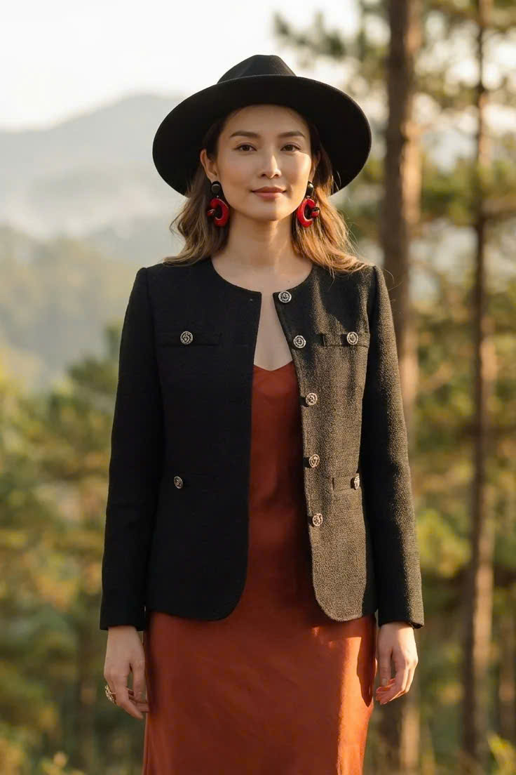 Áo Khoác Nữ, Áo Jacket Tweed Nam Hà TOP187 thời trang thiết kế Hity