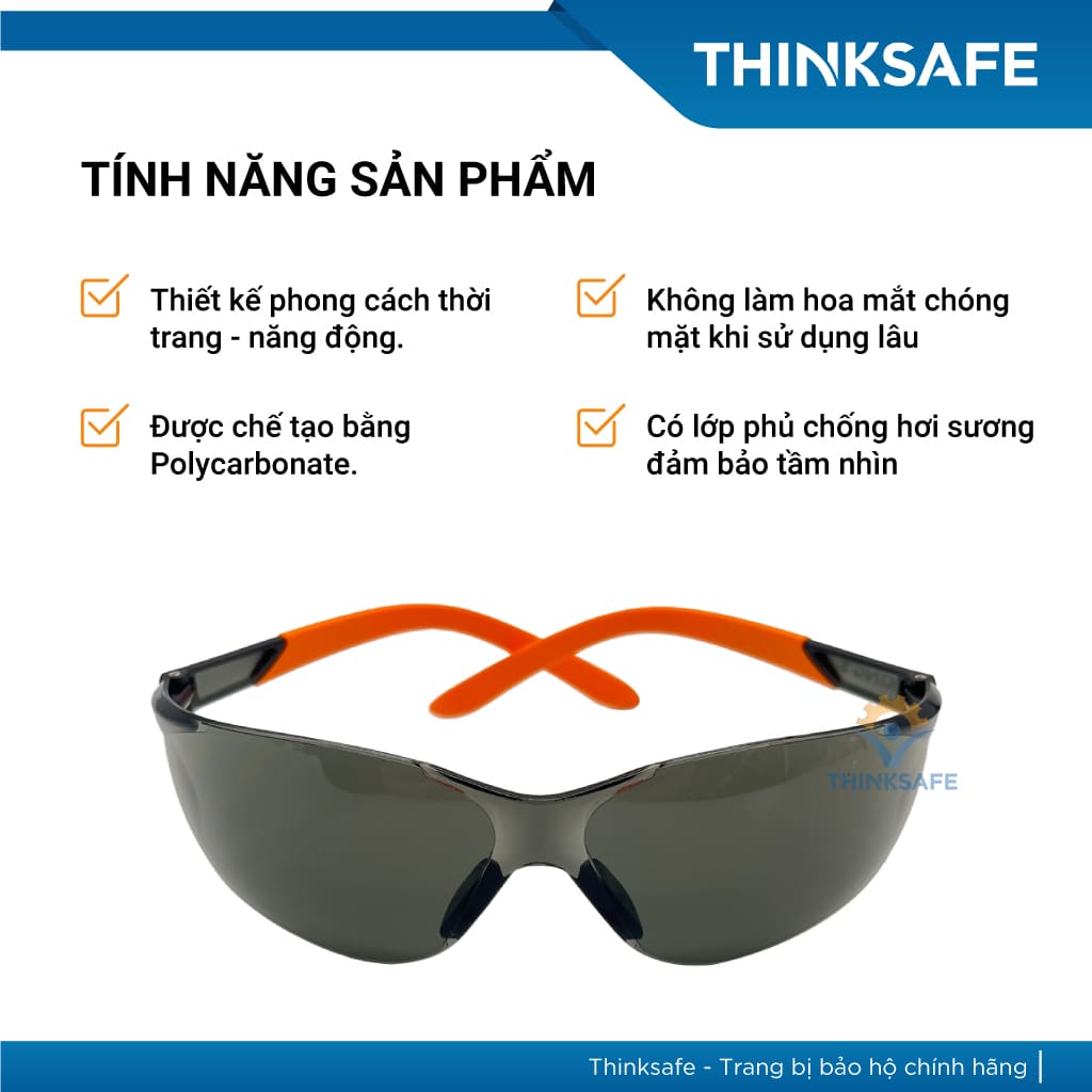 Kính bảo hộ King's Thinksafe, kính trắng chống bụi đi đường, che mặt đa năng, chống tia uv, nhập khẩu chính hãng KY2222