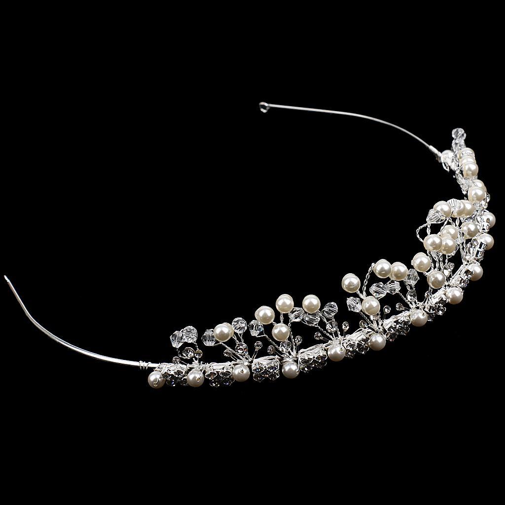 Bridal Bridesmaid Headband Pearl Rhinestone Crown Hair Band Wedding Tiara