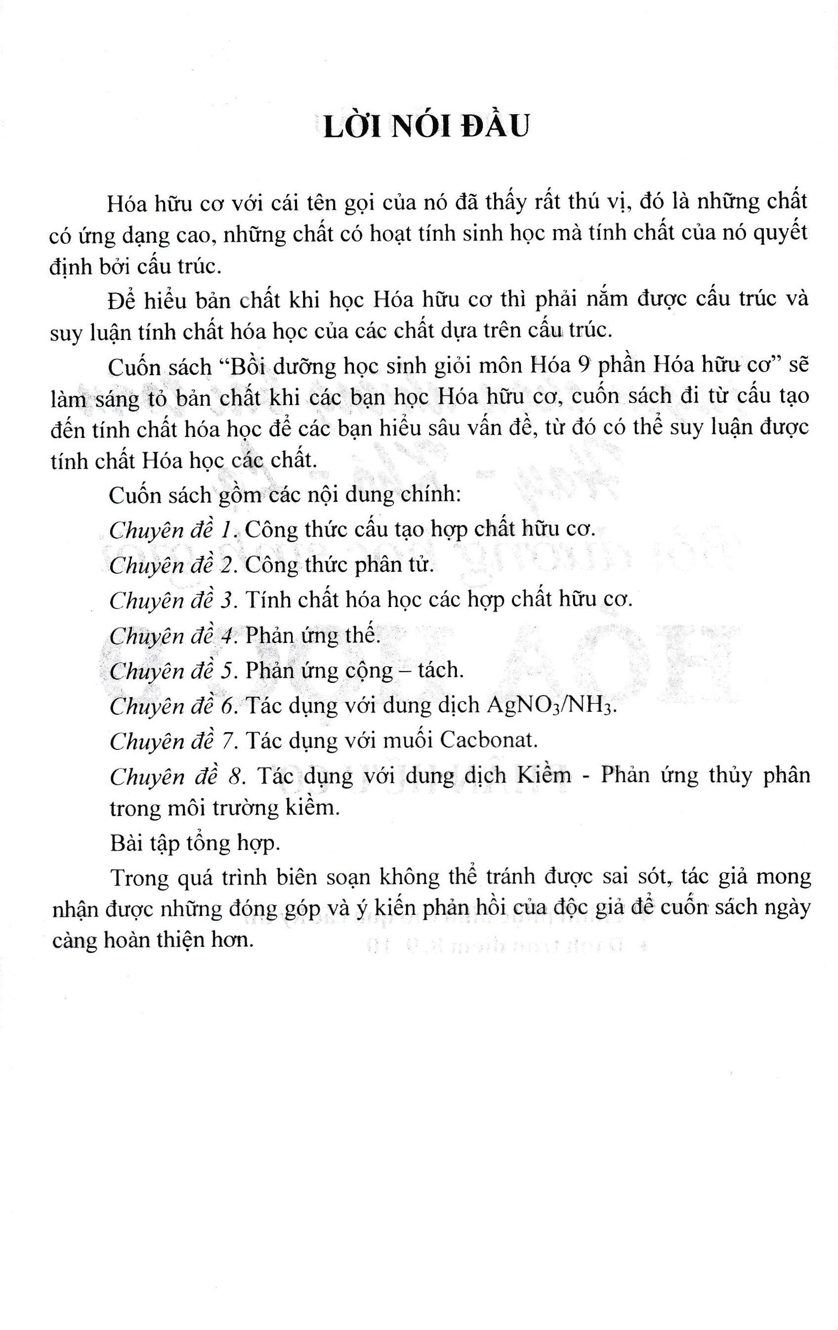 Tuyển Chọn Những Bài Toán Hay-Khó-Lạ - Bồi Dưỡng Học Sinh Giỏi Hóa Học 9 - Phần Hữu Cơ