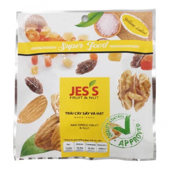 Hình ảnh Combo 5 gói Mix trái cây sấy và hạt Jes's nhãn vàng 20g