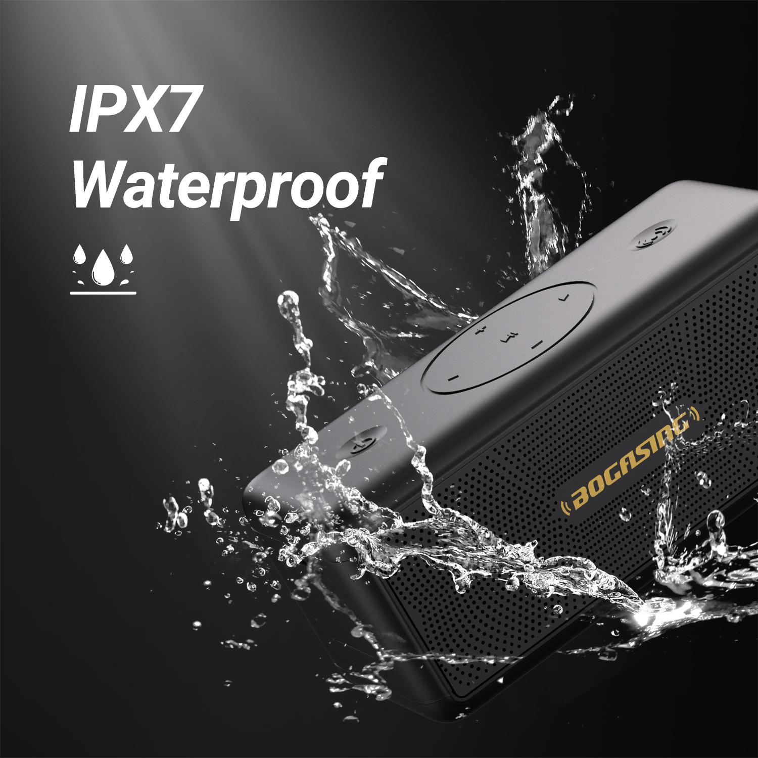 Loa Bluetooth BOGASING M5 Loa không dây Bluetooth 5.3 40W với âm thanh vòm 360 độ, chống nước IPX7, thời gian phát 30 giờ Màu sắc: Đen