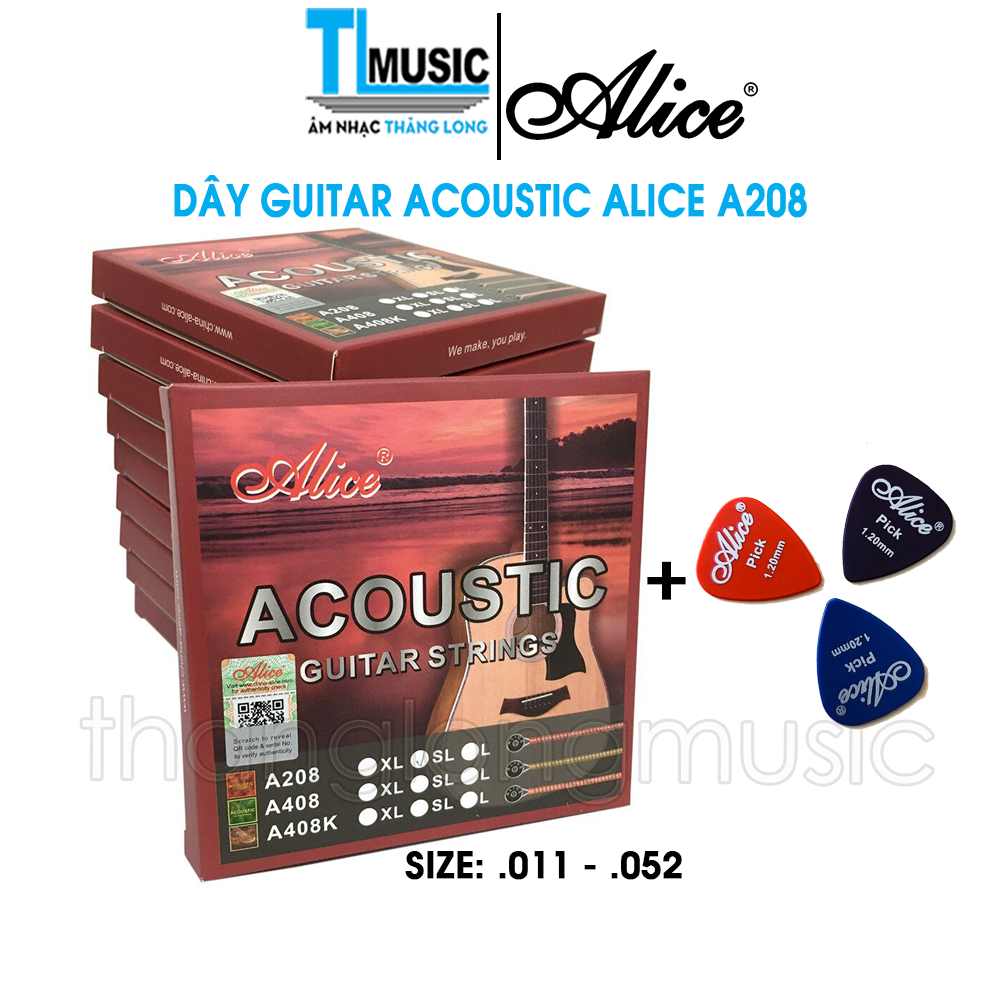 Bộ 6 Dây Đàn Guitar Acoustic Alice A208 ( Kèm 3 Pick Alice AP-100Q )