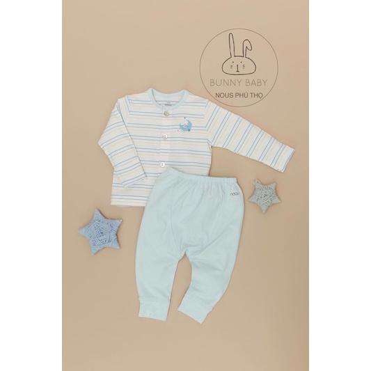 Bộ Nous cài thẳng Newborn( nous sơ sinh) kẻ xanh, trắng vàng, trắng ghi