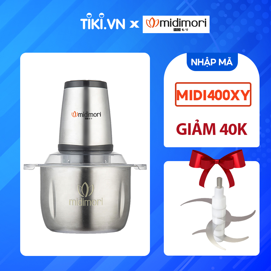 Máy Xay Thịt Cối Inox 3 Lít Midimori MDMR - 800 (800W) - Tặng Kèm 1 Bộ Lưỡi Dao (6 Lưỡi) Dự Phòng - Hàng Chính Hãng