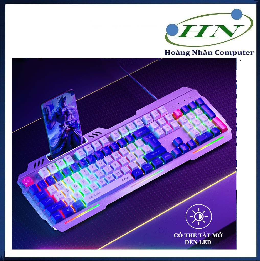 Bàn phím giả cơ chuyển game INPHIC K9 thiết kế phối màu bắt mắt kèm theo đèn led 7 màu chớp nháy cực đẹp