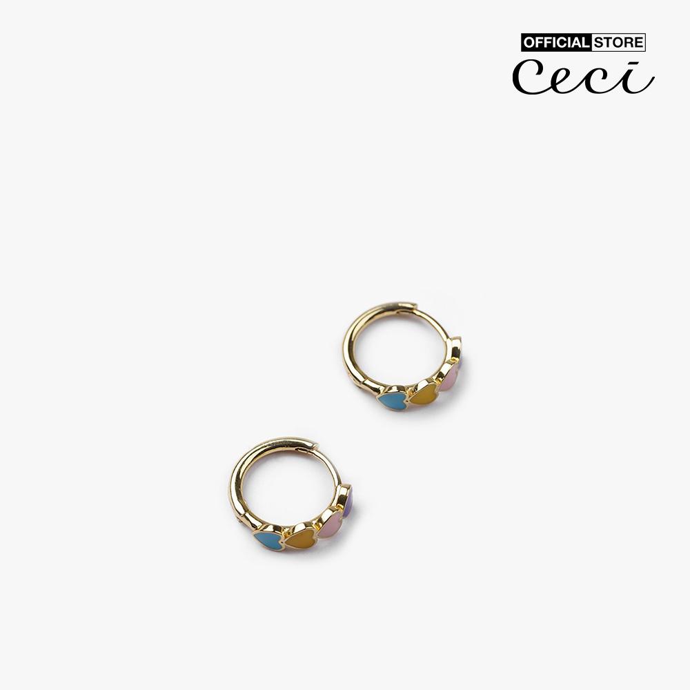 CECI - Khuyên tai nữ khoen tròn phối mặt trái tim nhiều màu CC1-07000102-27