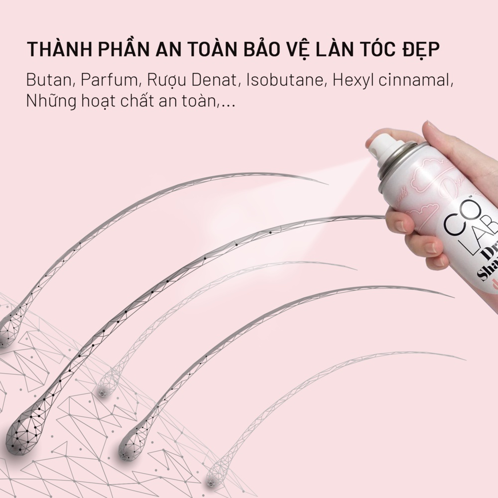 Dầu Gội Khô Colab Dry Shampoo 200ml Dưỡng Tóc Mềm Mượt, Tóc Sạch Bồng Bềnh, Vào Nếp Sau 5 Giây