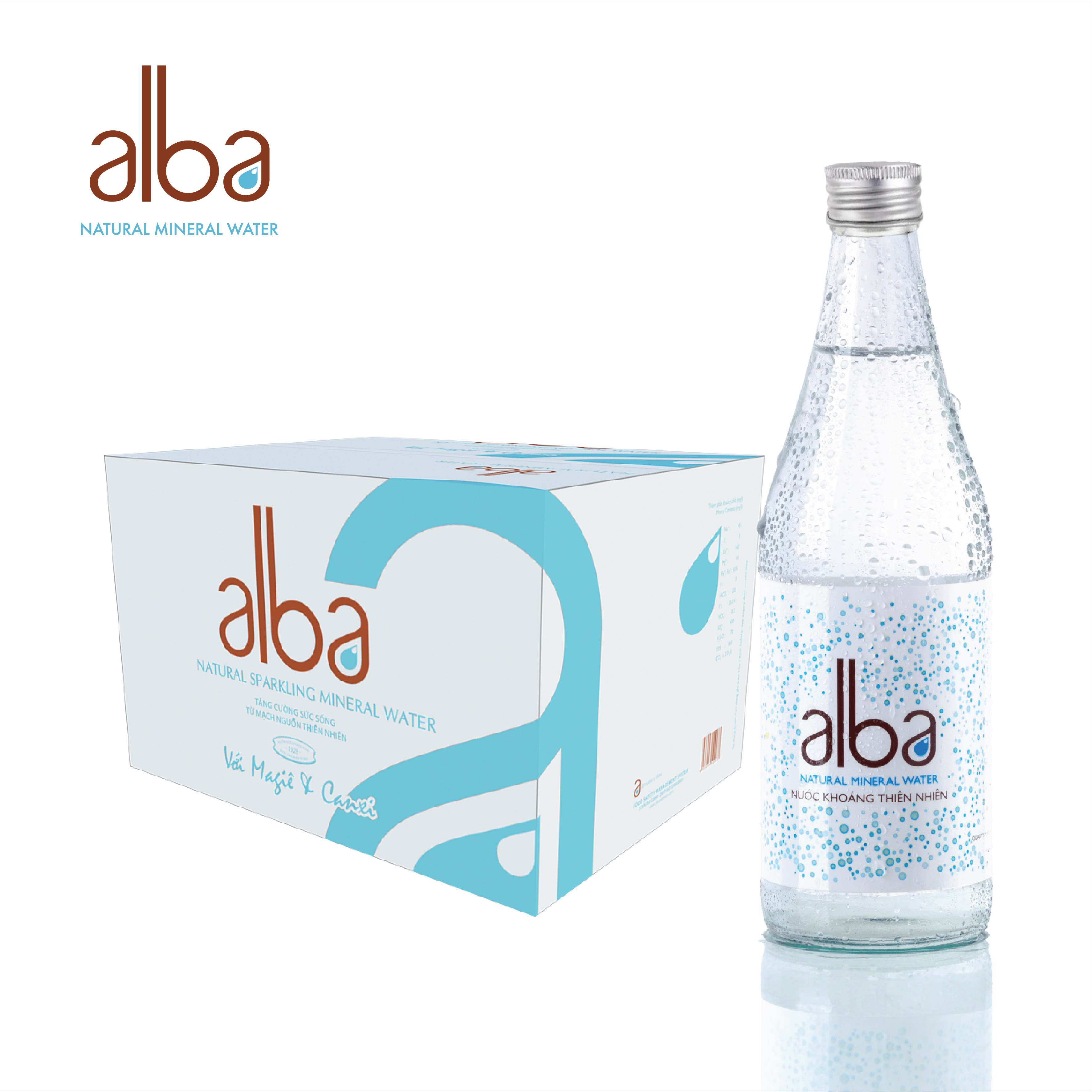 Thùng 20 chai Nước khoáng thiên nhiên ALBA Glass 450ml