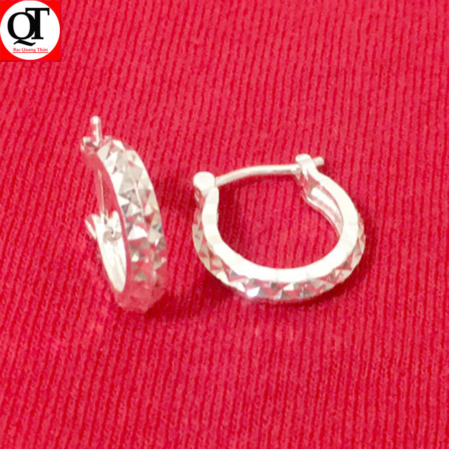 Huyên tai nữ bạc bản mo phay sáng bóng thích hợp đeo cho cả nam và nữ trang sức Bạc Quang Thản - QTBT125