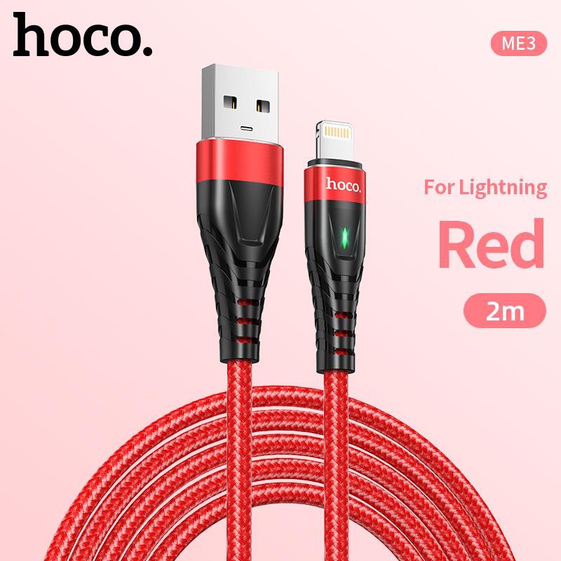 Cáp Sạc Dành Cho Hoco. Dây Dù ME3 3A Cho IP Có Led Dây Dài 2M Hàng Chính Hãng