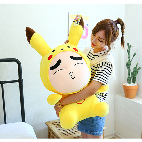 Gấu Bông Shin Cosplay Pikachu GB301 (Tặng 1 Móc Khóa Dây Da Pu Đính Đá Màu Ngẫu Nhiên)