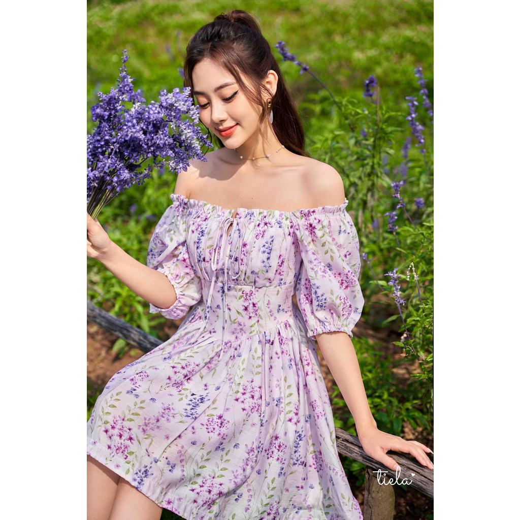 TIELA Đầm váy trễ vai hoa Lavender Dress