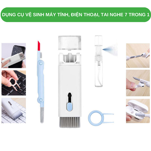 Dụng cụ vệ sinh bàn phím máy tính, điện thoại, tai nghe đa năng gọn nhẹ cầm tay 7 trong 1 bản đặc biệt 2022