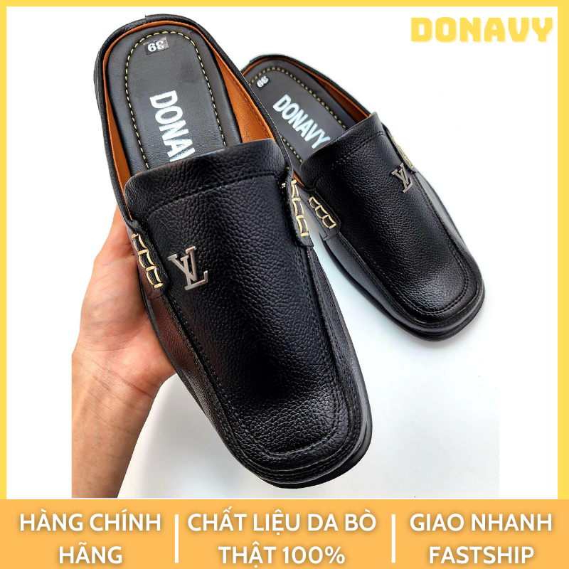 Giày lười LV da DONAVY cao cấp may full quai và đế rất chắc chắn DOGLV