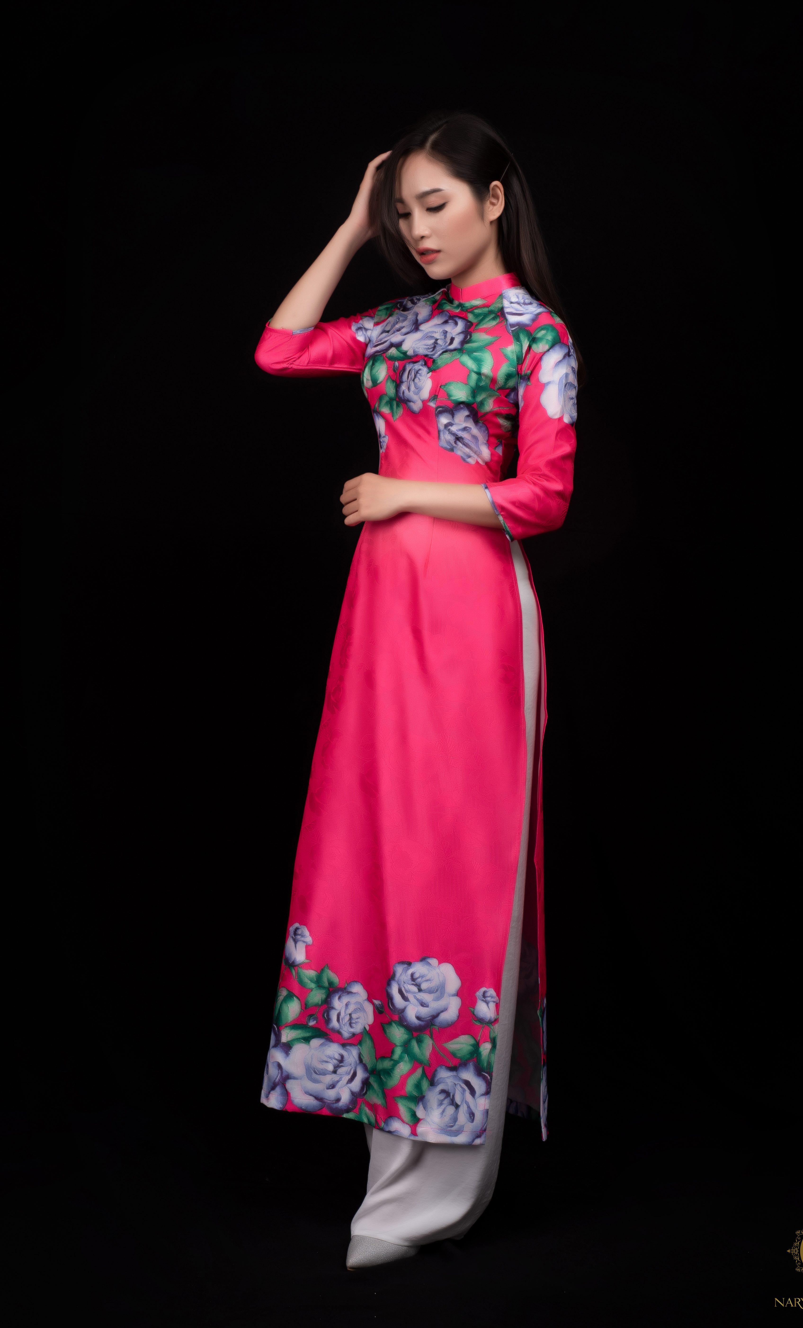 Áo dài Gấm in