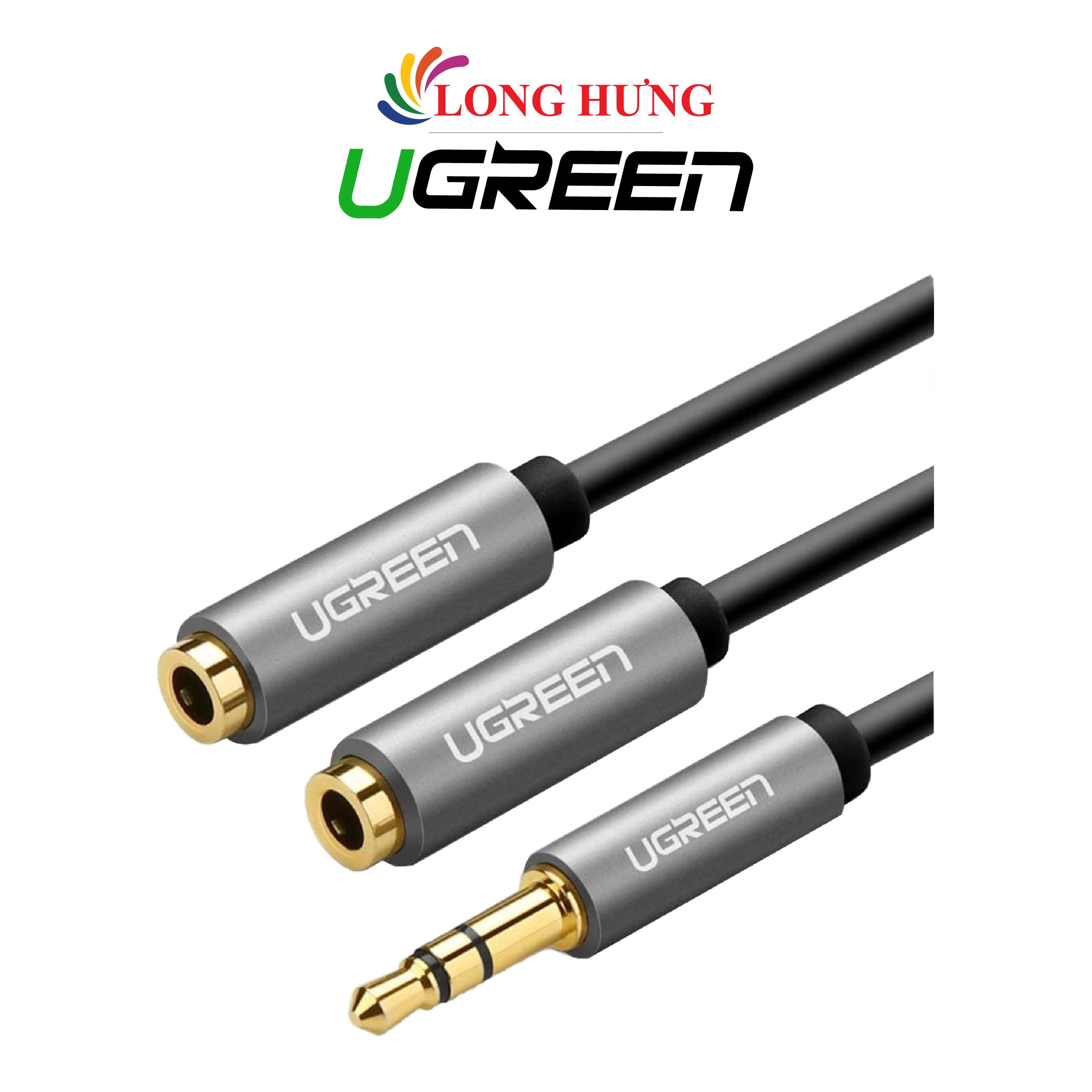 Cáp chuyển AV 3.5mm sang 2 đầu tai nghe Ugreen Audio Splitter Cable with Braid 20cm AV123 - Hàng chính hãng