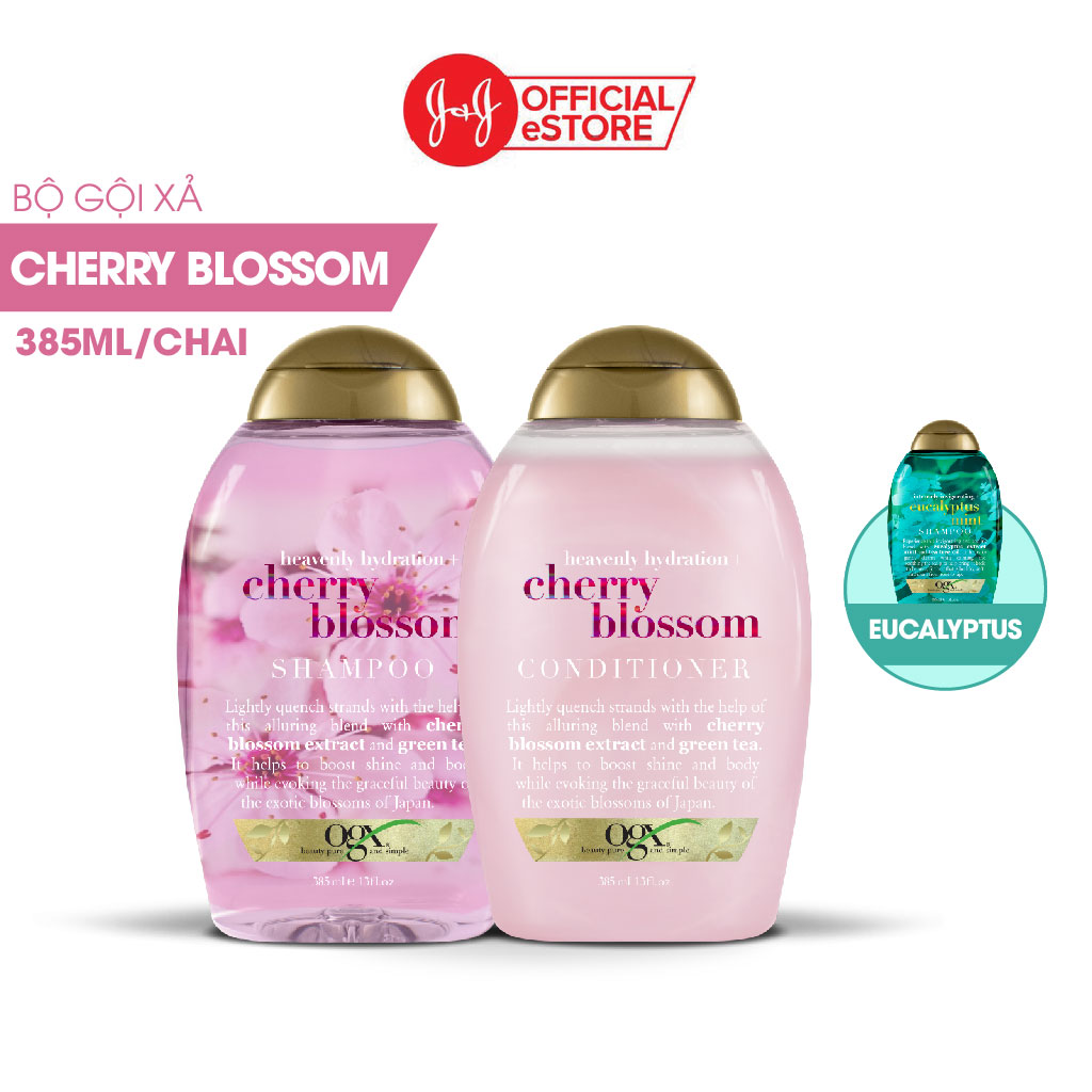 Combo 2 Chai Dầu Gội Và Xả OGX Chiết Xuất Hoa Anh Đào/ Bạch Đàn Bạc Hà - Dung tích 385ml/chai - Cherry Blossom