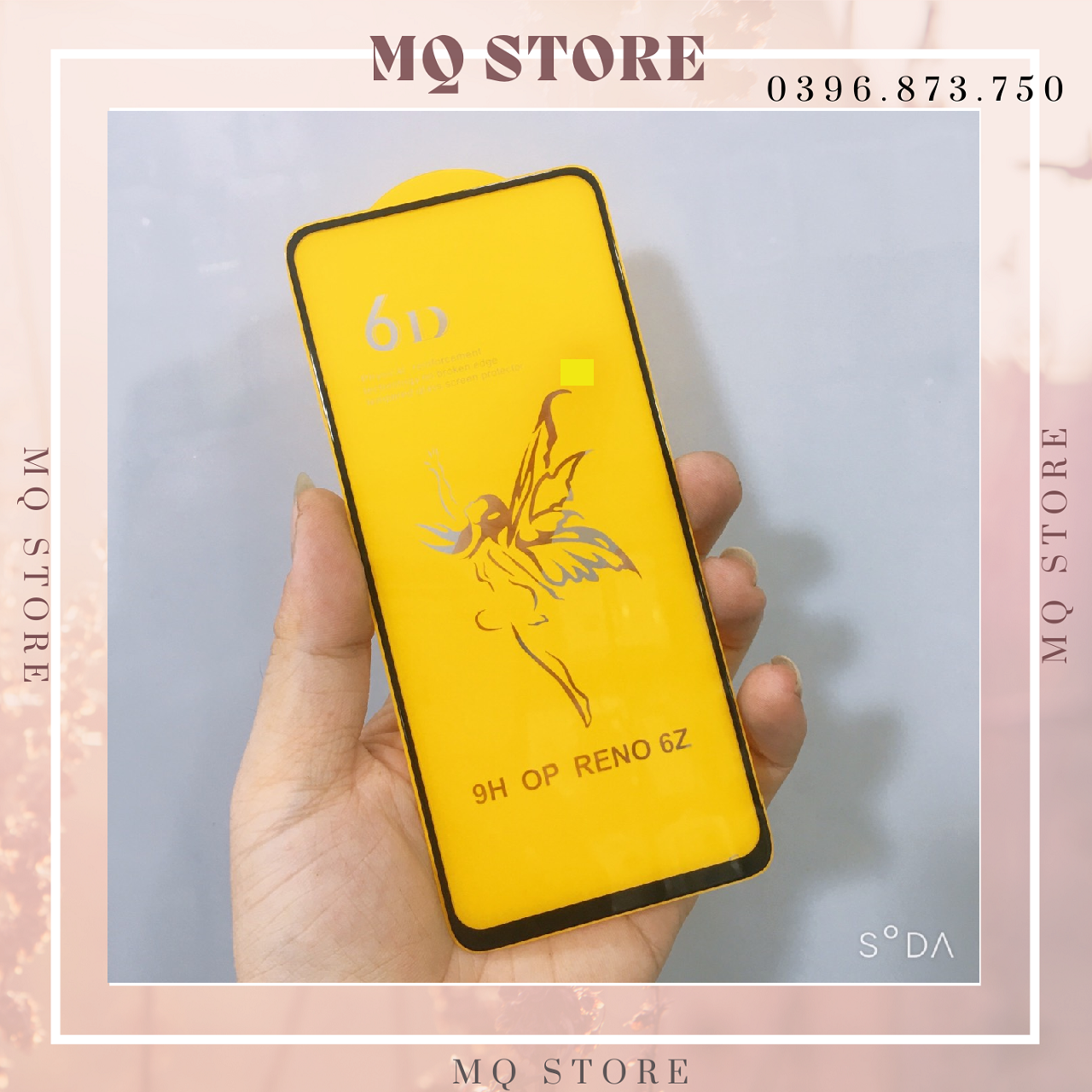 Kính cường lực full màn hình 6D thiên thần cao cấp dàn cho Oppo Reno 6z