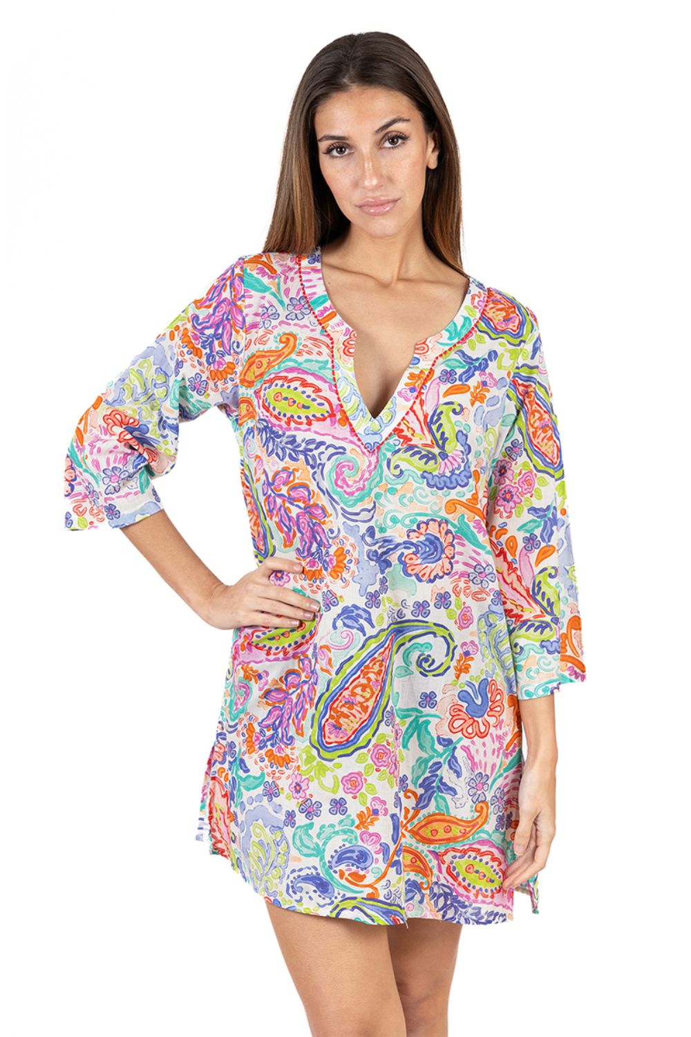 Đầm Xẻ Tà Thêu Cotton Isla Bonita