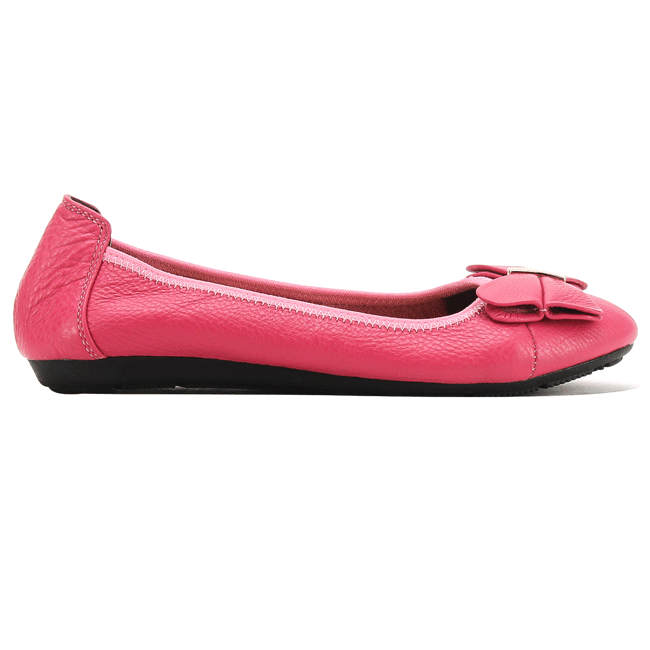 HJ7912-13-14 - Giày nữ búp bê Huy Hoàng da bò màu hồng, trắng, kem