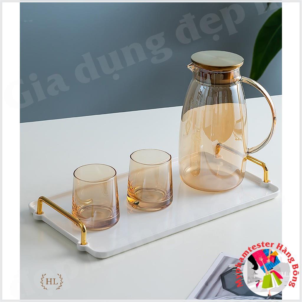Full Bộ Bình Cốc Thủy Tinh Vàng Hổ Phách Borosilicate Siêu Sang | Trọn Bộ Bình Cốc Đun Trực Tiếp Vàng Nắp Inox 2022