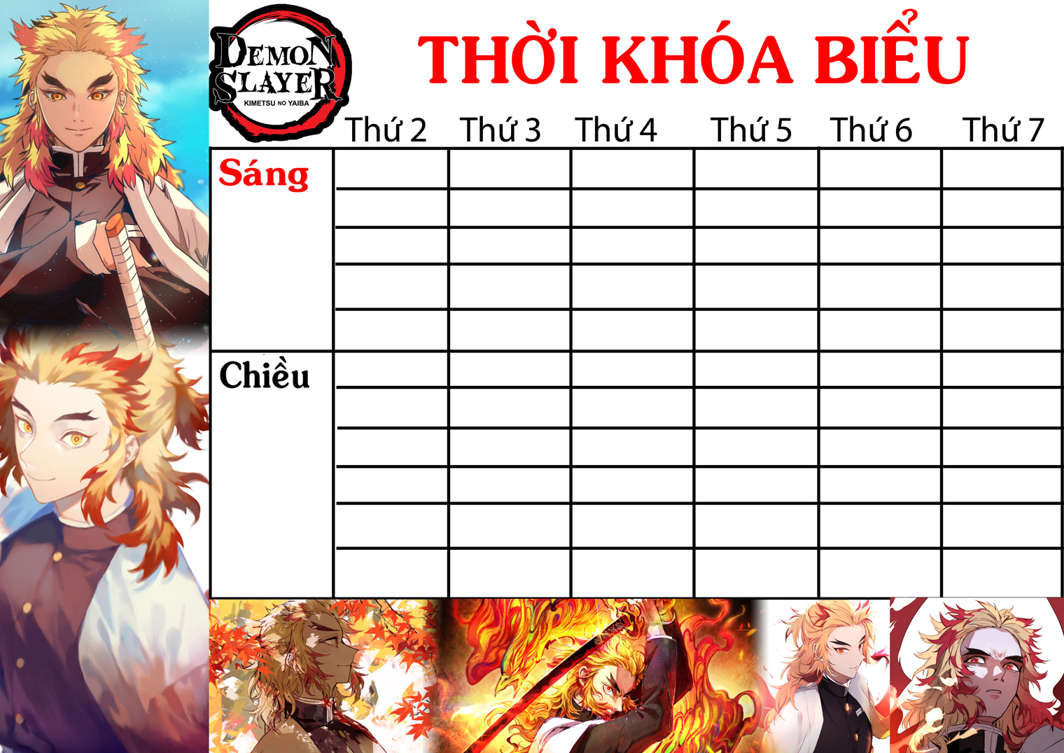 COMBO 5 THỜI KHOÁ BIỂU Kimetsu no Yaiba nhiều mẫu khasc nhau 15x21cm