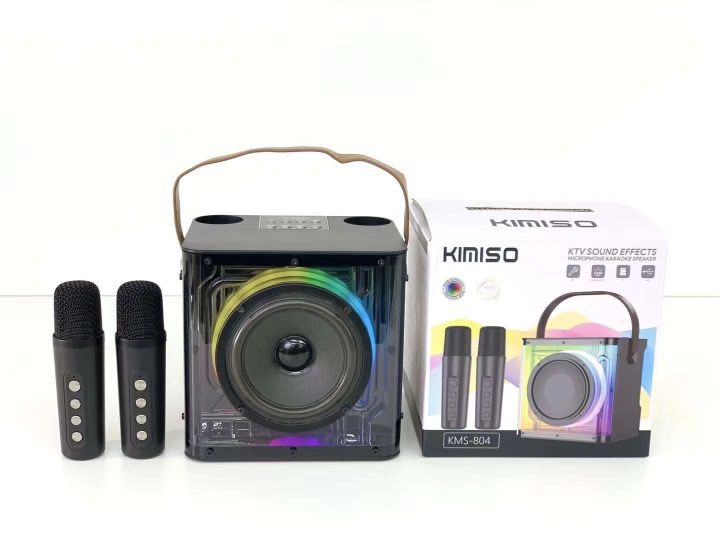 Loa Bluetooth karaoke  KIMISO KMS-804 kèm 2 micro không dây xách tay công suất lớn, âm thanh sống động- Hàng chính hãng
