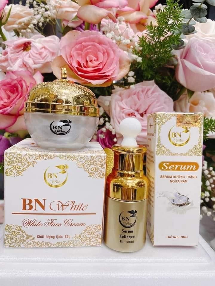 Combo 2 Mỹ Phẩm BN WHITE Gồm: Kem Face 25g và Serum 30ml Ngăn Ngừa Mụn, Mờ Thâm Nám, Tàn Nhang, Sạm Da và Dưỡng Trắng Da