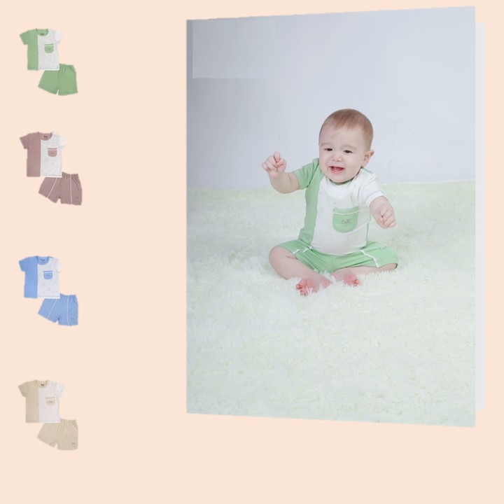 Bộ cộc tay cài vai BARU petit họa tiết cho bé quần áo trẻ em ( 6M -4Y )