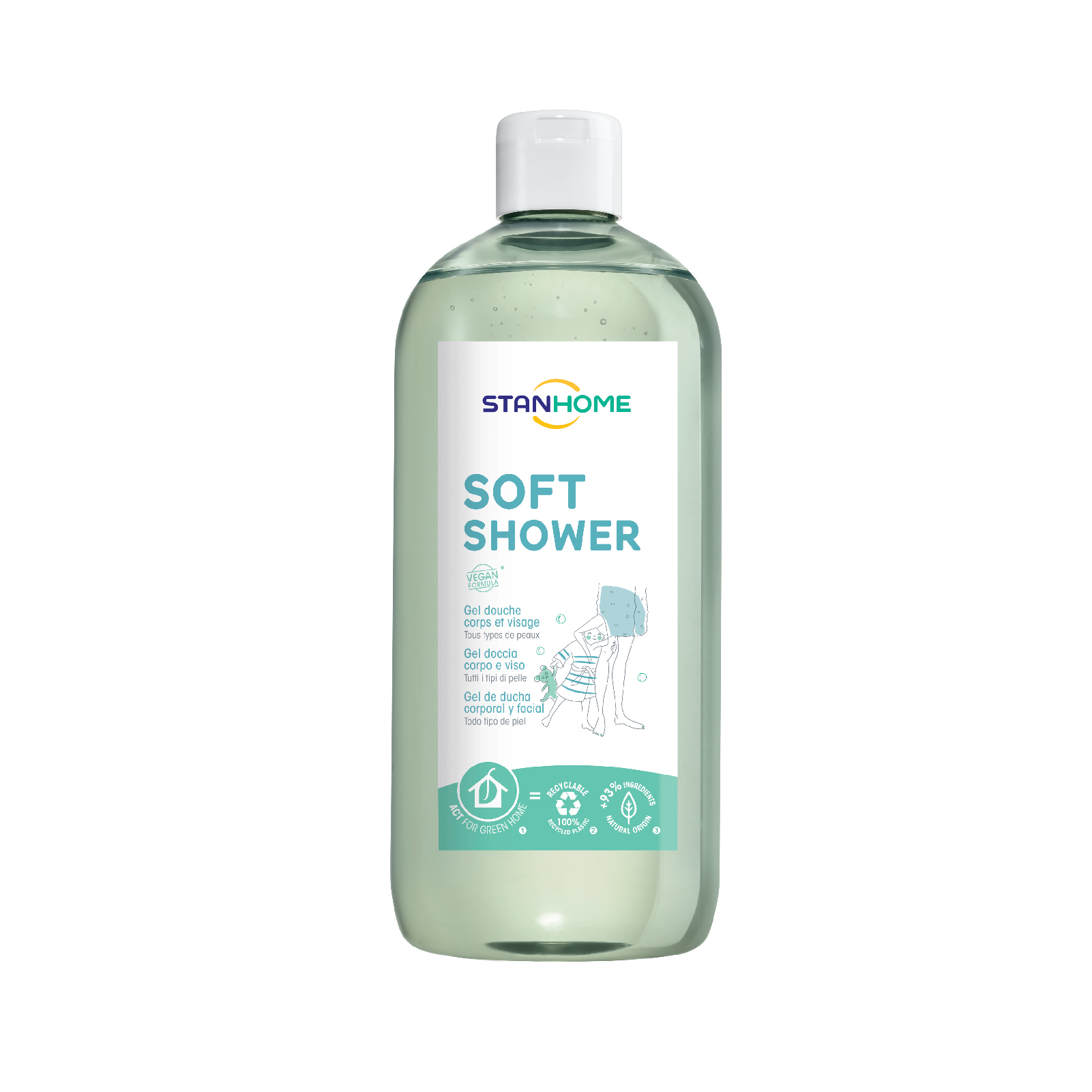 Hình ảnh Sữa tắm, rửa mặt không xà phòng cho mọi loại da, da nhạy cảm viêm da cơ địa chàm vảy nến Stanhome Soft Shower Gel 740ML