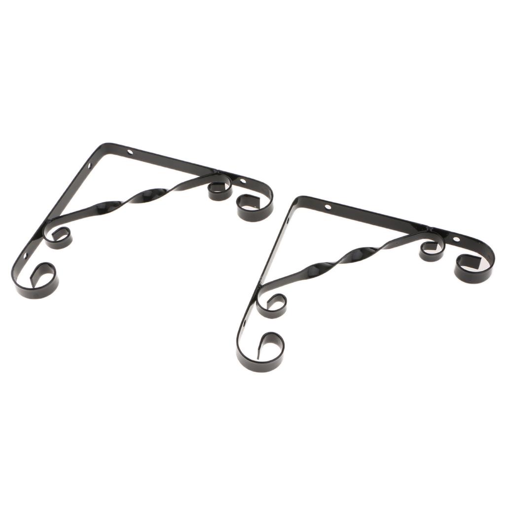2x Metal Black Floating Wall Shelf Bracket Support Holder Wall Rack DIY #1