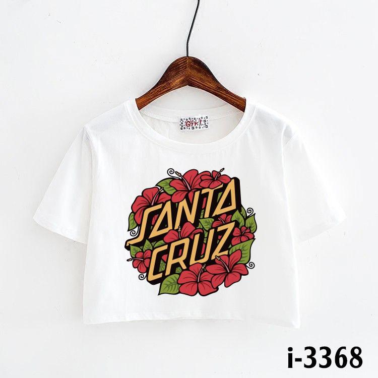 M3368 Áo Thun Croptop In Bó Hoa SANTA CRUZ