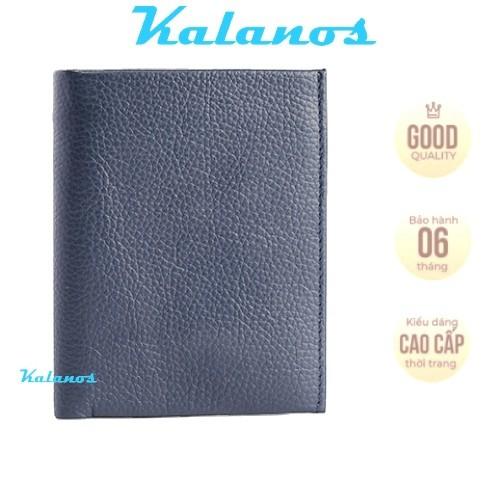Bóp Ví nam da bò cao cấp màu xanh dương Kalanos KBN180-Xanh, Ví nam đứng da bò rẻ đẹp & thời trang