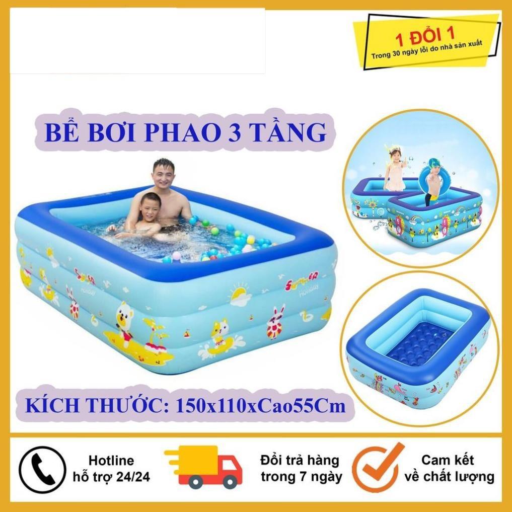 Bể Bơi Phao Kích Thước 1M5 ( 150x110xCao55Cm ) 3 Tầng Cho Bé, Hàng Loại 1 Có Đáy Chống Trượt, An Toàn Khi Sử Dụng