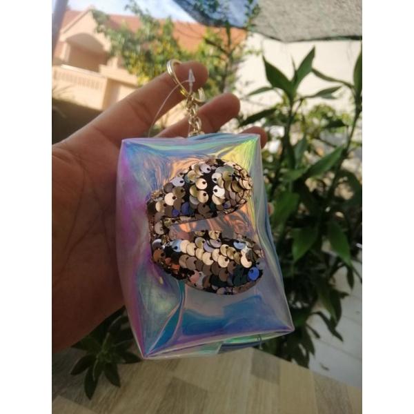 MÓC KHÓA BÓP. MÓC KHÓA VÍ HOLOGRAM DÁNG CHỮ NHẬT HỘP GẮN STICKER