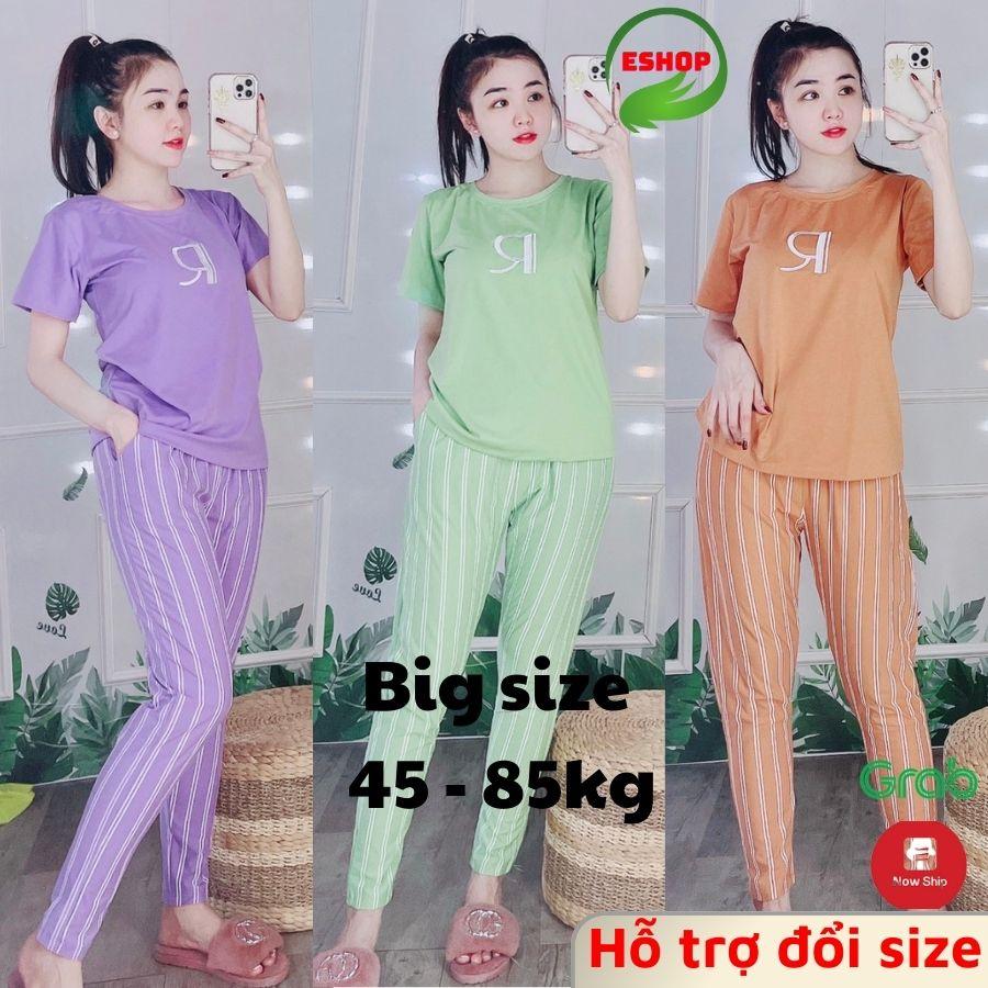 Đồ bộ nữ đồ bộ mặc nhà ngủ thể thao bigsize quần dài sọc đẹp dễ thương cute thun cotton ESHOP DB16 Đồ bộ nữ trung niên