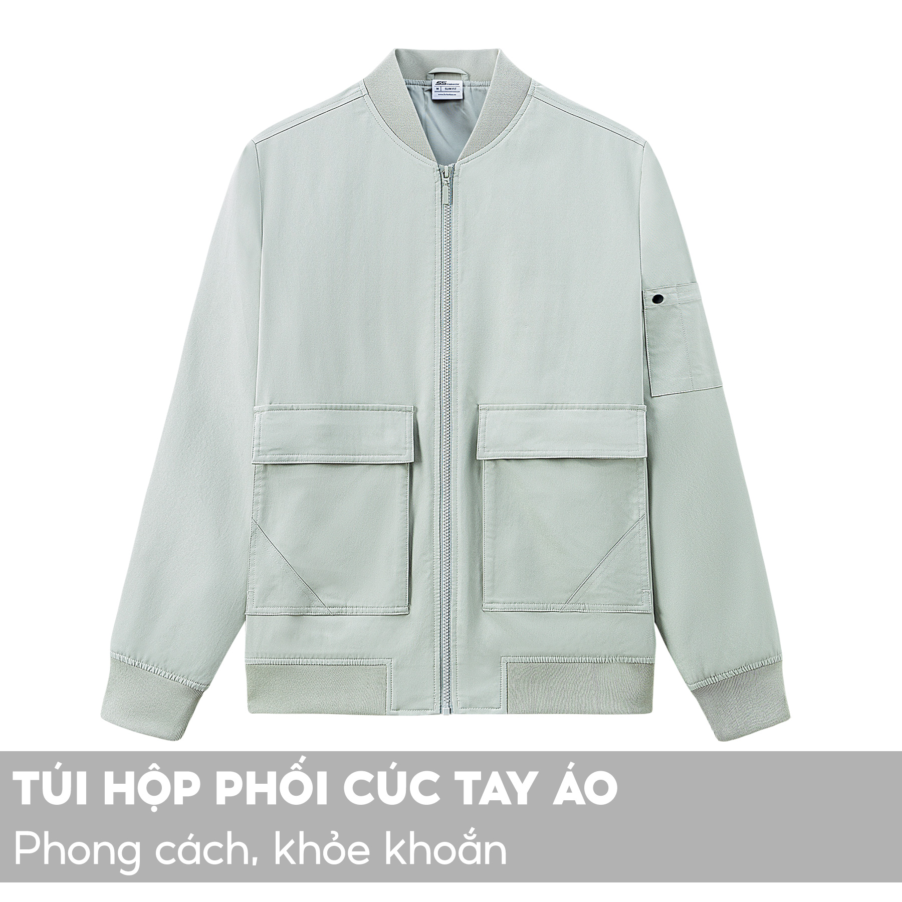 Áo Khoác Bomber Nam 5S FASHION, Phom Dáng Vừa Vặn, Ấm, Thiết Kế Túi Hộp Phong Cách, Trẻ Trung (AKB23008)