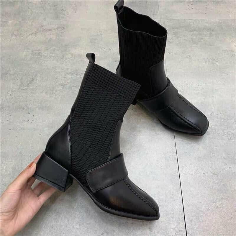 Giày bốt/ boot nữ cổ cao vừa bo chun cao 7cm siêu xinh