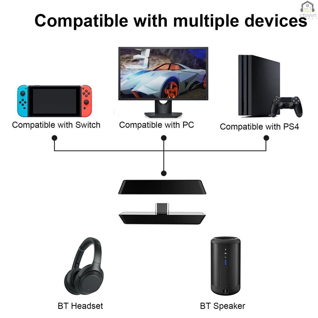 Bộ chuyển đổi âm thanh BT loại C USB-C BT tương thích với Nintendo Switch PS4 PC