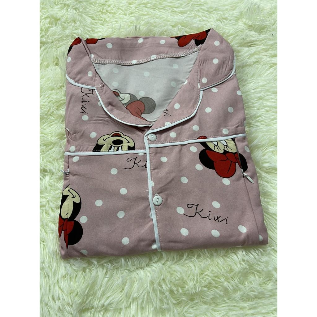 Đồ bộ bầu Pijama mặc bầu và sau sinh Dài Tay chất kate thái BPJM930