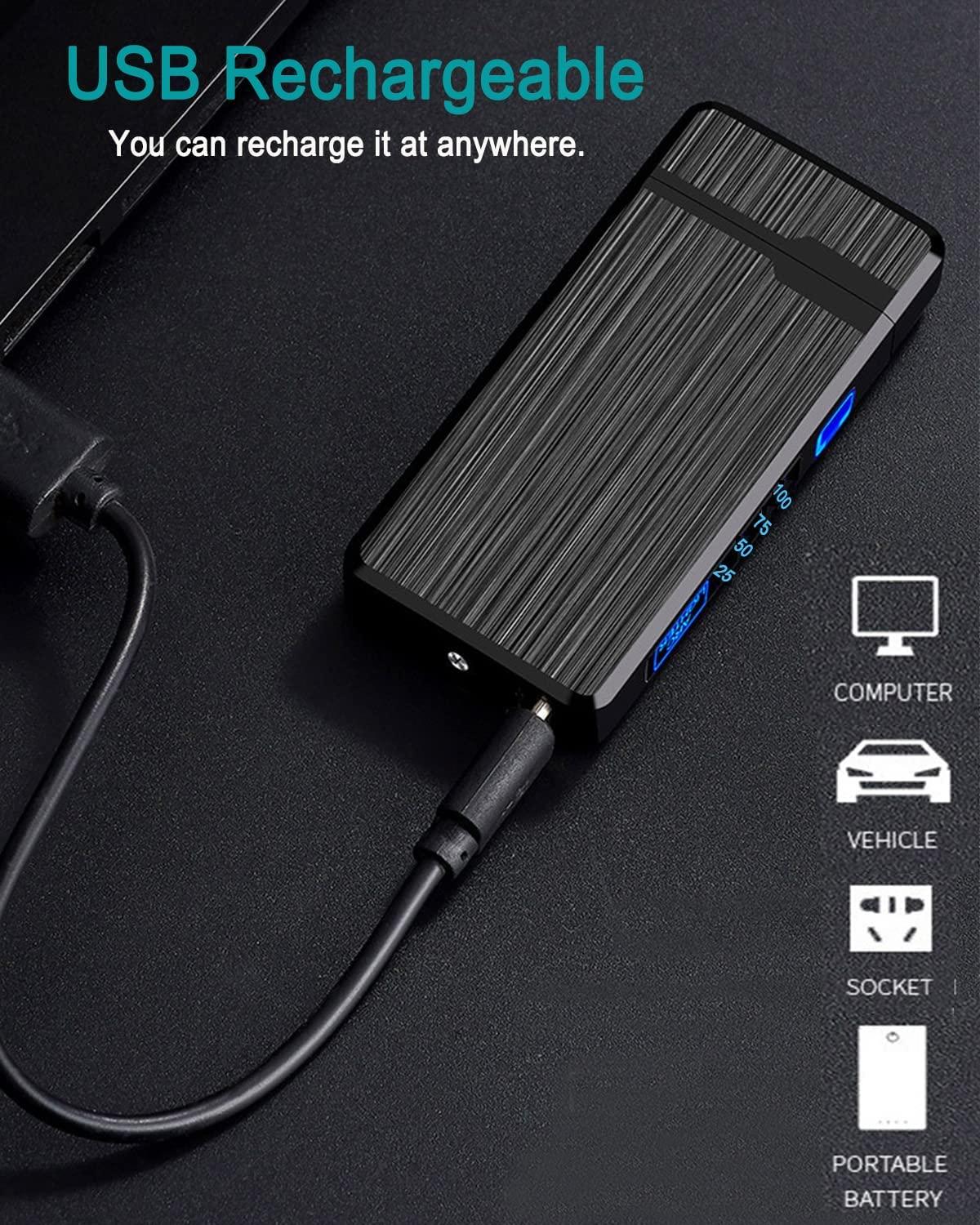 Bật lửa điện, Bật lửa sạc USB, Bật lửa hồ quang kép Plasma, Bật lửa không lửa chống gió, Bật lửa kim túi có chỉ báo pin LED
