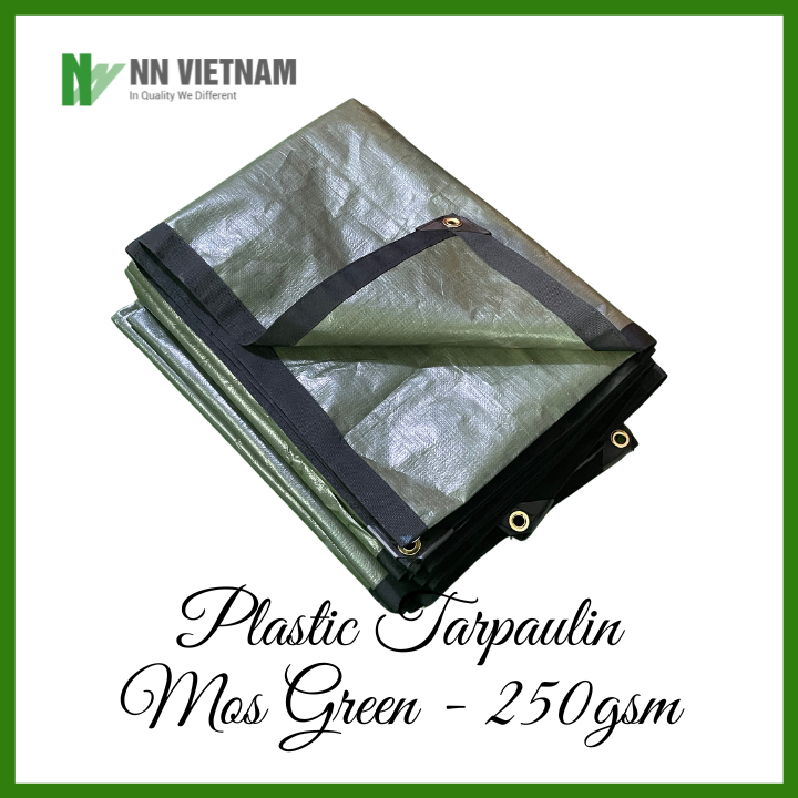 Bạt nhựa PE định lượng 250gsm che nắng, mưa - Bạt được may viền khuy chắc chắn, dễ sử dụng