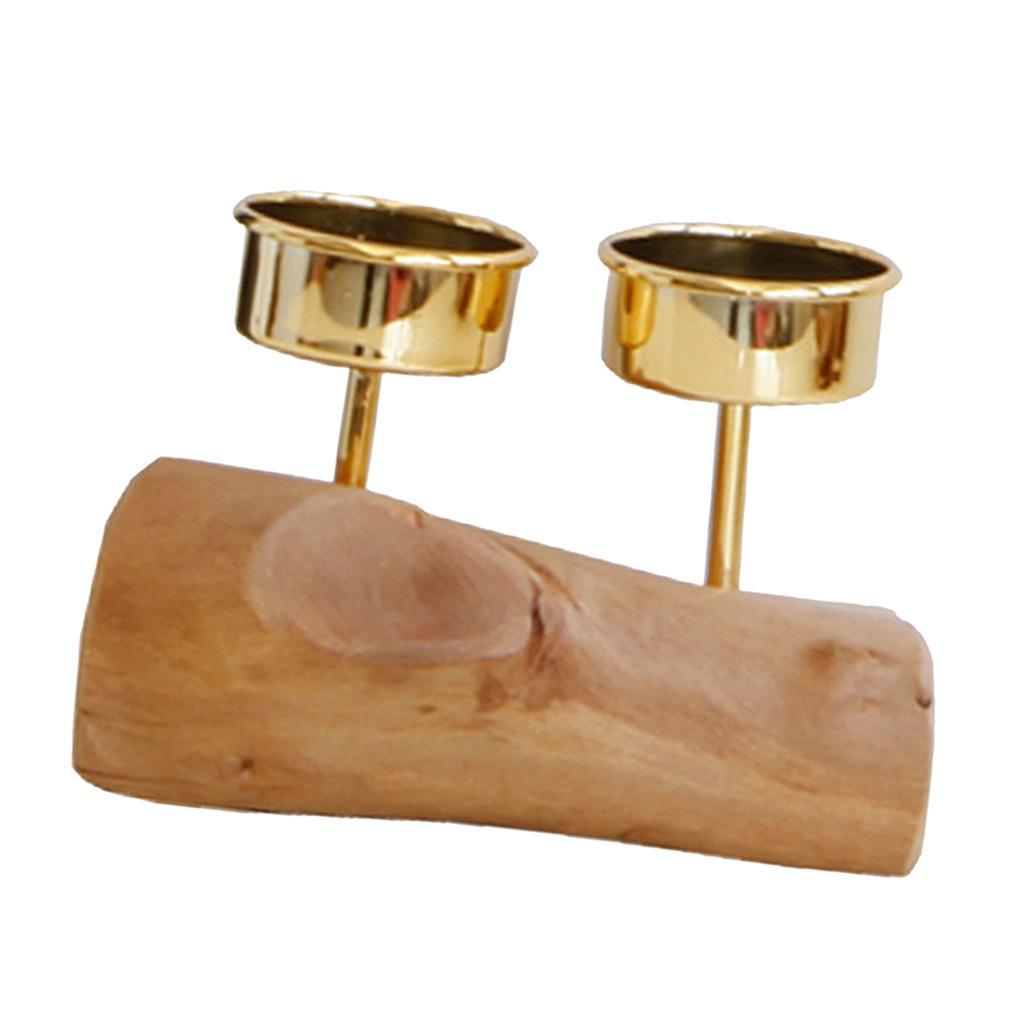 Wooden Base Candle Holder Candlestick Tealight Home Office Desktop Decor